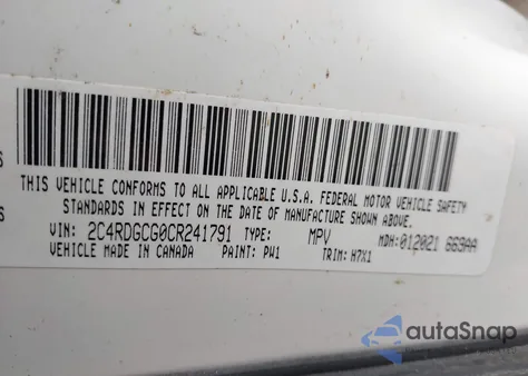 2012 Dodge Grand Caravan Sxt from USA, damaged, VIN 2C4RDGCG0CR241791